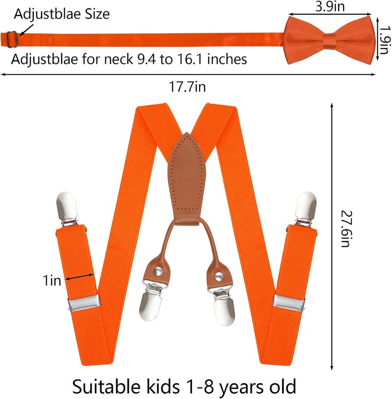 Topbuti Kids Boys Suspenders Bowtie Sets Adjustable Suspenders and Pre-tied Bow Tie with 4 Strong Metal Clips for Boys Girls - Image 3